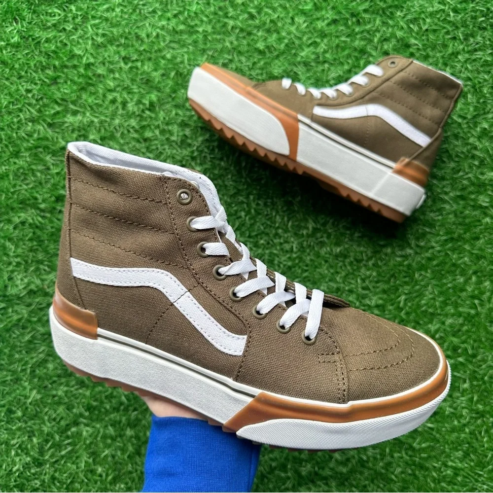 Vans Sk8 Hi Tapered Canvas Dark Olive Platform - Picture 4 of 11